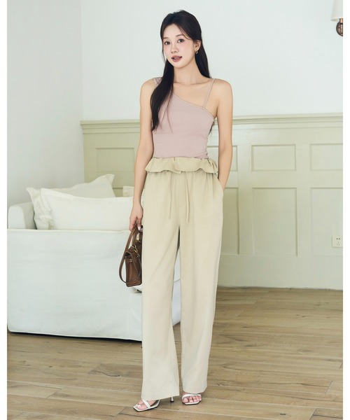 BIRTHDAY BASH(バースデイバッシュ)の「2WAY FRILL WAIST PANTS(2ウェイフルルウエストパンツ)(その他パンツ・レディース・ベージュ/ブラック・FREE)」の19枚目の写真