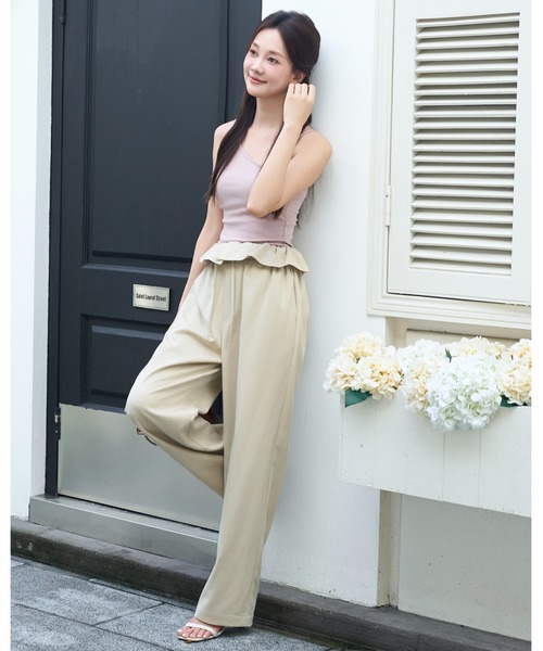 BIRTHDAY BASH(バースデイバッシュ)の「2WAY FRILL WAIST PANTS(2ウェイフルルウエストパンツ)(その他パンツ・レディース・ベージュ/ブラック・FREE)」の20枚目の写真