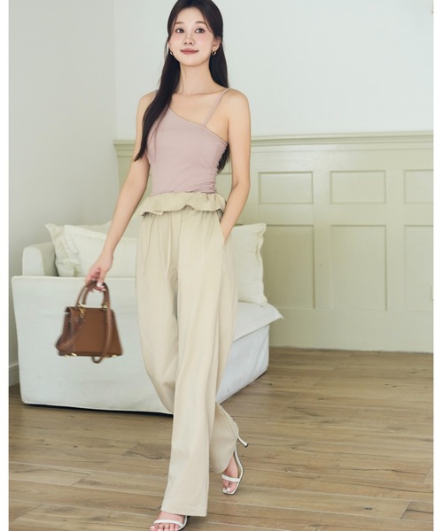 BIRTHDAY BASH(バースデイバッシュ)の「2WAY FRILL WAIST PANTS(2ウェイフルルウエストパンツ)(その他パンツ・レディース・ベージュ/ブラック・FREE)」の17枚目の写真