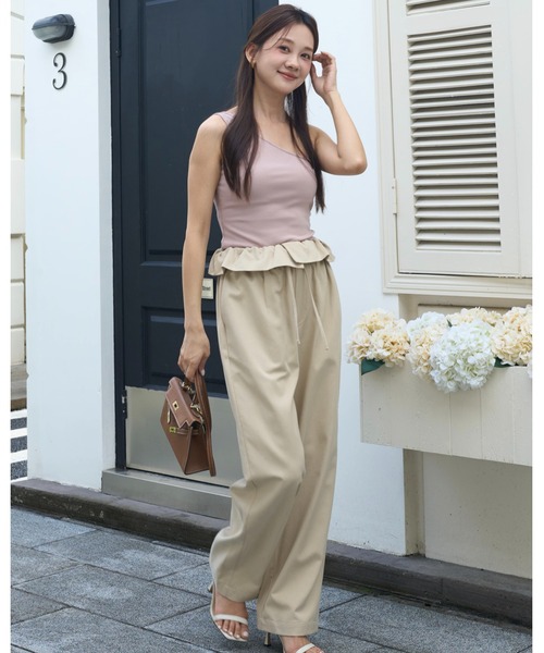BIRTHDAY BASH(バースデイバッシュ)の「2WAY FRILL WAIST PANTS(2ウェイフルルウエストパンツ)(その他パンツ・レディース・ベージュ/ブラック・FREE)」の22枚目の写真