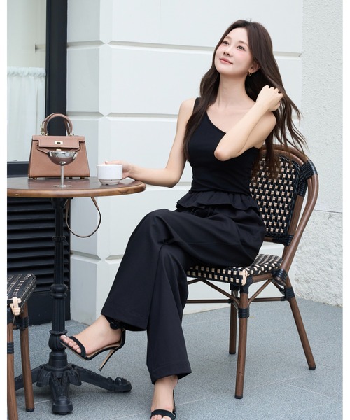 BIRTHDAY BASH(バースデイバッシュ)の「2WAY FRILL WAIST PANTS(2ウェイフルルウエストパンツ)(その他パンツ・レディース・ベージュ/ブラック・FREE)」の6枚目の写真