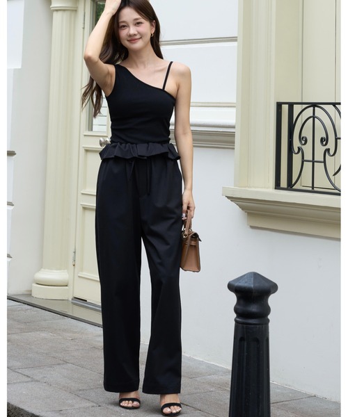 BIRTHDAY BASH(バースデイバッシュ)の「2WAY FRILL WAIST PANTS(2ウェイフルルウエストパンツ)(その他パンツ・レディース・ベージュ/ブラック・FREE)」の9枚目の写真