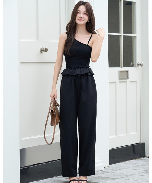 BIRTHDAY BASH(バースデイバッシュ)の「2WAY FRILL WAIST PANTS(2ウェイフルルウエストパンツ)(その他パンツ・レディース・ベージュ/ブラック・FREE)」の10枚目の写真