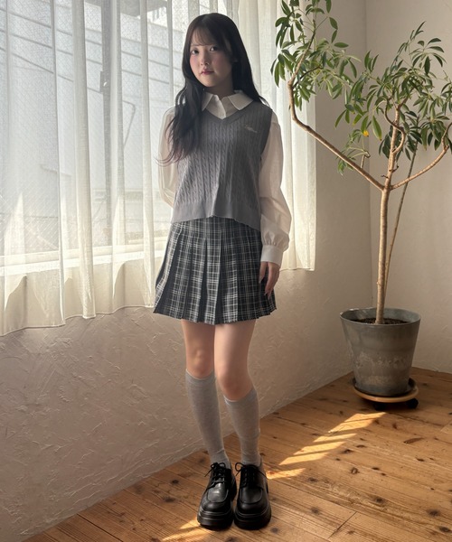 WEGO（ウィゴー）の「WEGO/【26年秋冬新作】ベストドッキングシャツ（シャツ/ブラウス・レディース・ネイビー/グレー・FREE）」の5枚目の写真