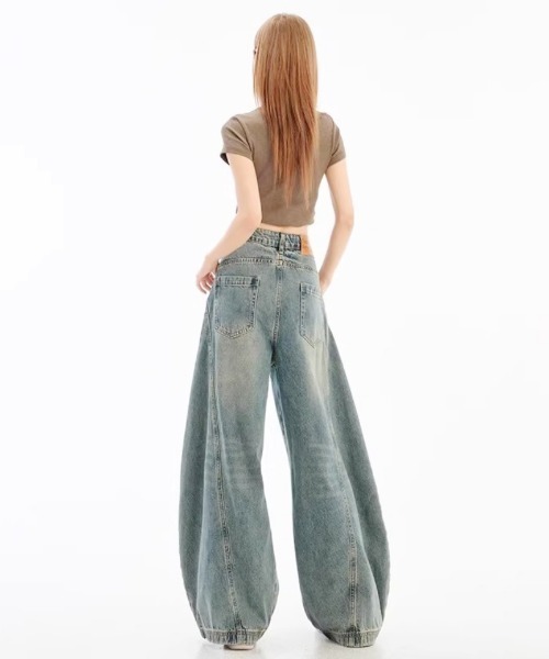 Ritzy(リッツィー)の「サイド切替ルーズカーブ・バルーンデニム(デニムパンツ・レディース・ブルー・LARGE/MEDIUM)」の4枚目の写真