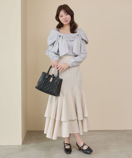 MAJESTIC LEGON（マジェスティックレゴン）の「キラキラダブルリボンオフショルニット（ニット/セーター・レディース・ピンク系その他2/アイボリー/ライトグレー/ブラック系その他・MEDIUM）」の19枚目の写真