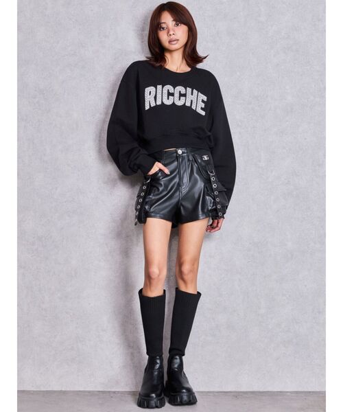 GYDA(ジェイダ)の「ハイウエストEYELET STRAP CARGOフェイクレザーショートパンツ(その他パンツ・レディース・ブラック・MEDIUM/SMALL)」の14枚目の写真