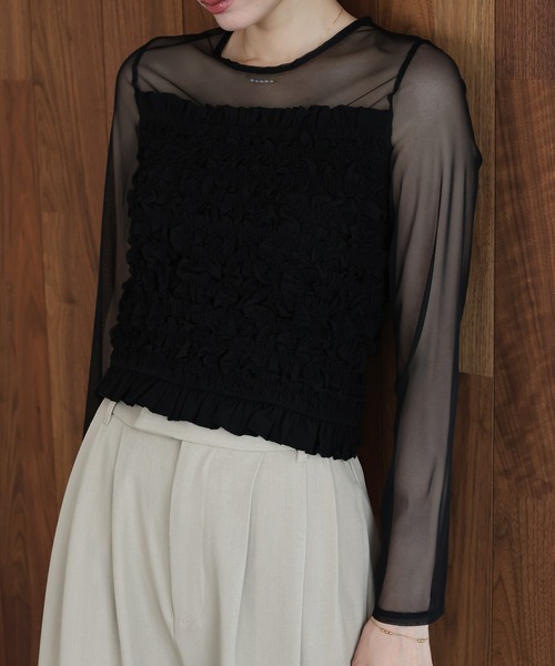J by blue(ジェイバイブルー)の「シャーリングビスチェドッキングカットソー(Tシャツ/カットソー・レディース・ブラック/ベージュ/ブラウン・MEDIUM)」の10枚目の写真