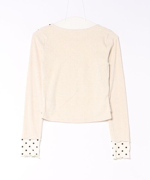 HALEY PESCA(ヘーリーペスカ)の「HALEY PESCA/キャットプリント ドットレイヤード風 長袖トップス(Tシャツ/カットソー・レディース・ベージュ/ライトブルー/グレー/ホワイト・FREE)」の11枚目の写真