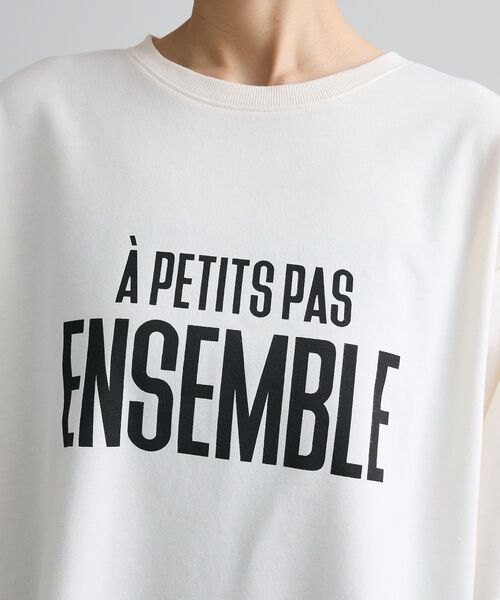 Green　Parks（グリーンパークス）の「レースドッキングロゴ裏毛プルオーバー（Tシャツ/カットソー・レディース・オフホワイト/チャコールグレー/サックスブルー・FREE）」の9枚目の写真