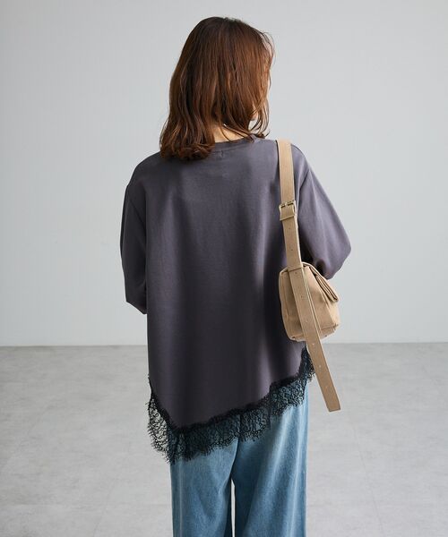 Green　Parks（グリーンパークス）の「レースドッキングロゴ裏毛プルオーバー（Tシャツ/カットソー・レディース・オフホワイト/チャコールグレー/サックスブルー・FREE）」の17枚目の写真
