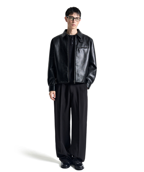 COSTUME O’CLOCK（コスチュームオクロック）の「フェイクレザー 2-WAY ドリズラージャケット COOSJK047LEBLACK（ライダースジャケット・メンズ・その他・SMALL/MEDIUM/LARGE）」の5枚目の写真