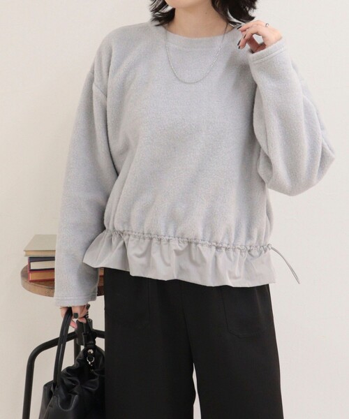 fredy emue(フレディエミュ)の「ブークレ裾ドロストプルオーバー(Tシャツ/カットソー・レディース・ネイビー/グレー/アイボリー・38)」の12枚目の写真