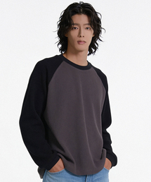 THESTORI（ザ・ストリ）の「コージー ワッフル ラグランT（チャコール）（Tシャツ/カットソー）」