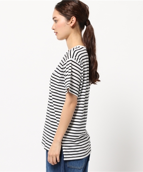 VENCEEXCHANGE（ヴァンスエクスチェンジ）の「天竺半袖クルーネックT（Tシャツ/カットソー・レディース・オフホワイト/ダークグリーン/ホワイト×ブラック・MEDIUM）」の5枚目の写真