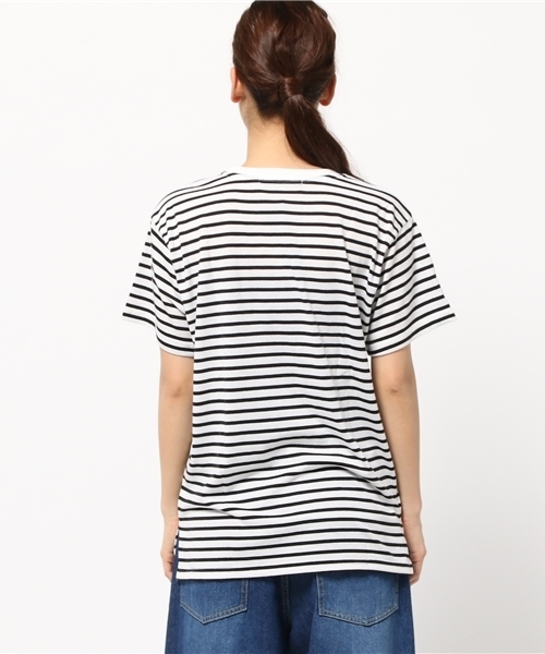 VENCEEXCHANGE（ヴァンスエクスチェンジ）の「天竺半袖クルーネックT（Tシャツ/カットソー・レディース・オフホワイト/ダークグリーン/ホワイト×ブラック・MEDIUM）」の6枚目の写真