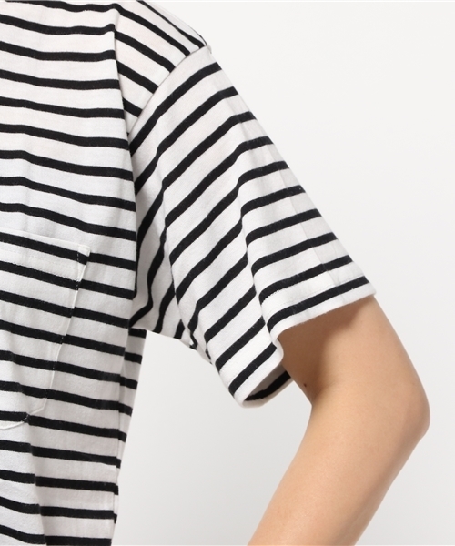 VENCEEXCHANGE（ヴァンスエクスチェンジ）の「天竺半袖クルーネックT（Tシャツ/カットソー・レディース・オフホワイト/ダークグリーン/ホワイト×ブラック・MEDIUM）」の8枚目の写真