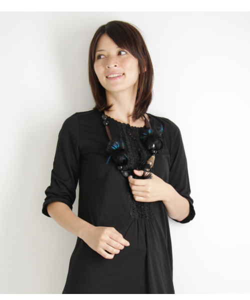 Abahouse Devinette（ドゥヴィネット）の「フェザーフラワーボール（ネックレス・レディース・ブラック/ブラウン・FREE）」の9枚目の写真