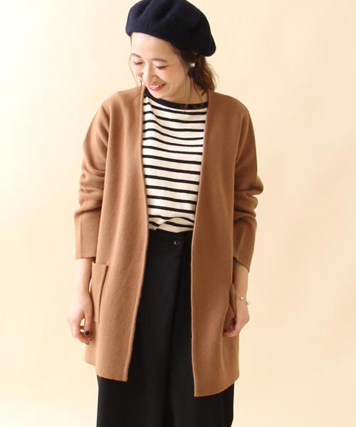 coen（コーエン）の「ミラノリブロングカーディガン（カーディガン/ボレロ・レディース・グレー/ベージュ/ネイビー・FREE）」の2枚目の写真