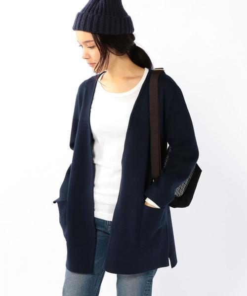 coen（コーエン）の「ミラノリブロングカーディガン（カーディガン/ボレロ・レディース・グレー/ベージュ/ネイビー・FREE）」の3枚目の写真