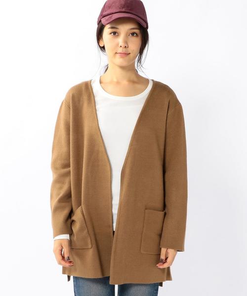 coen（コーエン）の「ミラノリブロングカーディガン（カーディガン/ボレロ・レディース・グレー/ベージュ/ネイビー・FREE）」の5枚目の写真