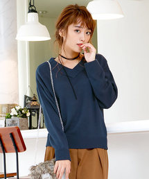KOBE LETTUCE | 小顔に見えるVネックシンプルニットトップス/レディースセーター/長袖/神戸レタス[C2234](ニット/セーター)