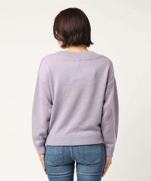 KOBE LETTUCE(コウベレタス)の「Vネックシンプルニットトップス(ニット/セーター・レディース・グレー/アイボリー/ブラック/ホワイト系その他/ブラウン/ピンク/ネイビー/ボルドー/ローズ/ブラック×ホワイト/マスタード/ラベンダー/ミント・ONE SIZE/FREE)」の20枚目の写真