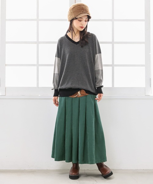 osharewalker(オシャレウォーカー)の「『配色ボーダーデザインニット』(ニット/セーター・レディース・グレー/ネイビー・2/1)」の16枚目の写真