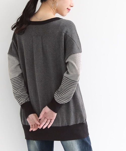 osharewalker(オシャレウォーカー)の「『配色ボーダーデザインニット』(ニット/セーター・レディース・グレー/ネイビー・2/1)」の12枚目の写真