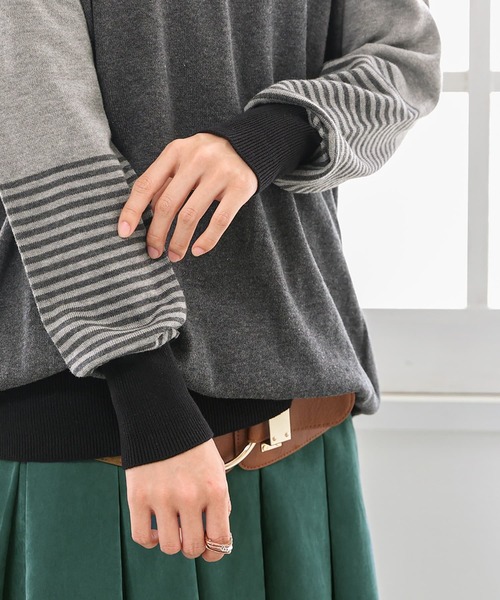 osharewalker(オシャレウォーカー)の「『配色ボーダーデザインニット』(ニット/セーター・レディース・グレー/ネイビー・2/1)」の18枚目の写真