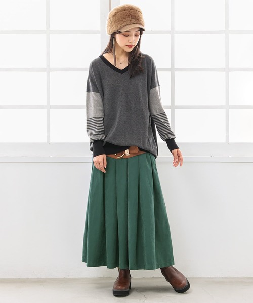 osharewalker(オシャレウォーカー)の「『配色ボーダーデザインニット』(ニット/セーター・レディース・グレー/ネイビー・2/1)」の17枚目の写真