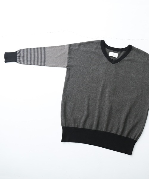 osharewalker(オシャレウォーカー)の「『配色ボーダーデザインニット』(ニット/セーター・レディース・グレー/ネイビー・2/1)」の8枚目の写真