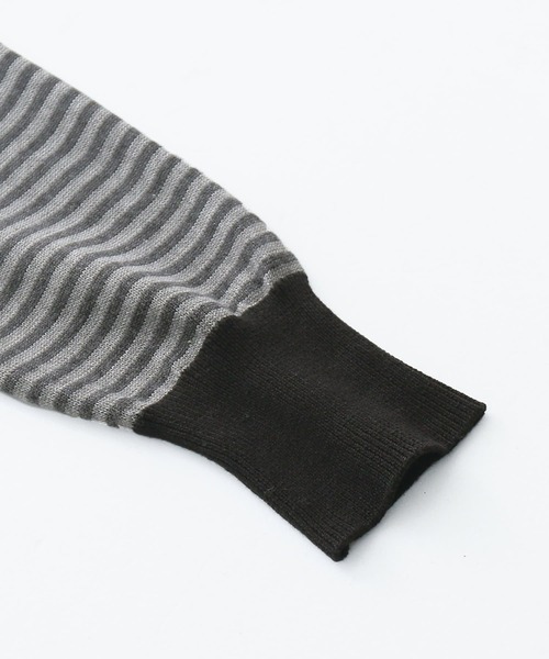 osharewalker(オシャレウォーカー)の「『配色ボーダーデザインニット』(ニット/セーター・レディース・グレー/ネイビー・2/1)」の7枚目の写真