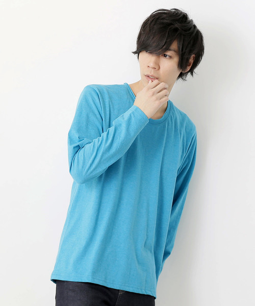 MONO-MART（モノマート）の「T/C ツインロールネック L/S カットソー(Heather mix)（Tシャツ/カットソー・メンズ・カーキ/ネイビー/ブルー系その他/ロイヤルブルー/ピンク/レッド/チャコール/オートミール/グレー/ブラウン/ブラック/ホワイト/ブルー系その他2/エメラルド/ワイン/スモークピンク・M/L）」の11枚目の写真