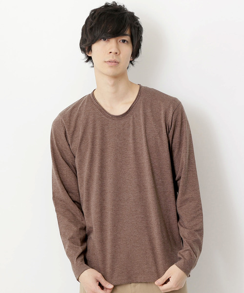 MONO-MART（モノマート）の「T/C ツインロールネック L/S カットソー(Heather mix)（Tシャツ/カットソー・メンズ・カーキ/ネイビー/ブルー系その他/ロイヤルブルー/ピンク/レッド/チャコール/オートミール/グレー/ブラウン/ブラック/ホワイト/ブルー系その他2/エメラルド/ワイン/スモークピンク・M/L）」の6枚目の写真