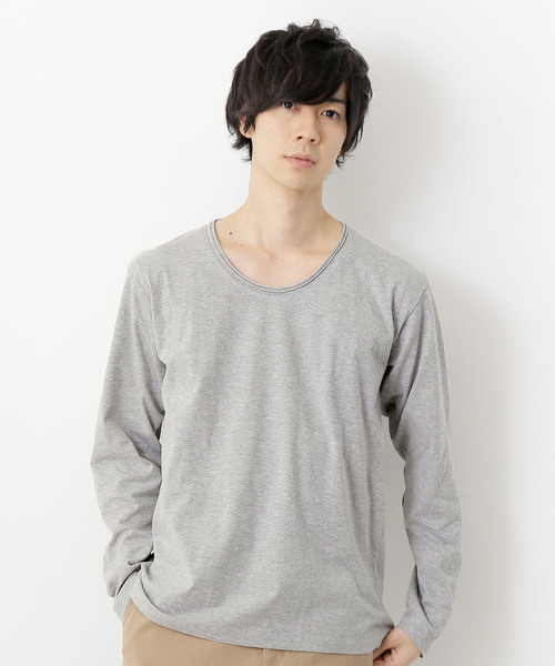 MONO-MART（モノマート）の「T/C ツインロールネック L/S カットソー(Heather mix)（Tシャツ/カットソー・メンズ・カーキ/ネイビー/ブルー系その他/ロイヤルブルー/ピンク/レッド/チャコール/オートミール/グレー/ブラウン/ブラック/ホワイト/ブルー系その他2/エメラルド/ワイン/スモークピンク・M/L）」の4枚目の写真