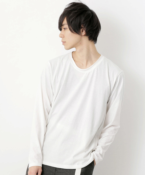 MONO-MART（モノマート）の「T/C ツインロールネック L/S カットソー(Heather mix)（Tシャツ/カットソー・メンズ・カーキ/ネイビー/ブルー系その他/ロイヤルブルー/ピンク/レッド/チャコール/オートミール/グレー/ブラウン/ブラック/ホワイト/ブルー系その他2/エメラルド/ワイン/スモークピンク・M/L）」の2枚目の写真