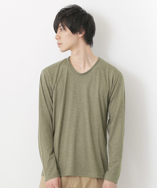 MONO-MART（モノマート）の「T/C ツインロールネック L/S カットソー(Heather mix)（Tシャツ/カットソー・メンズ・カーキ/ネイビー/ブルー系その他/ロイヤルブルー/ピンク/レッド/チャコール/オートミール/グレー/ブラウン/ブラック/ホワイト/ブルー系その他2/エメラルド/ワイン/スモークピンク・M/L）」の8枚目の写真