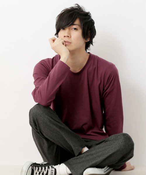 MONO-MART（モノマート）の「T/C ツインロールネック L/S カットソー(Heather mix)（Tシャツ/カットソー・メンズ・カーキ/ネイビー/ブルー系その他/ロイヤルブルー/ピンク/レッド/チャコール/オートミール/グレー/ブラウン/ブラック/ホワイト/ブルー系その他2/エメラルド/ワイン/スモークピンク・M/L）」の16枚目の写真