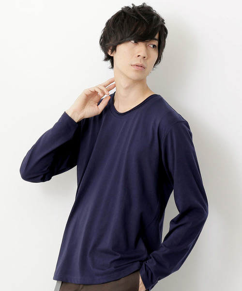 MONO-MART（モノマート）の「T/C ツインロールネック L/S カットソー(Heather mix)（Tシャツ/カットソー・メンズ・カーキ/ネイビー/ブルー系その他/ロイヤルブルー/ピンク/レッド/チャコール/オートミール/グレー/ブラウン/ブラック/ホワイト/ブルー系その他2/エメラルド/ワイン/スモークピンク・M/L）」の13枚目の写真