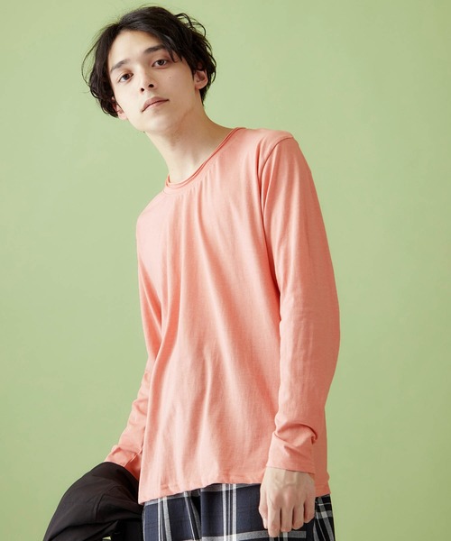 MONO-MART（モノマート）の「T/C ツインロールネック L/S カットソー(Heather mix)（Tシャツ/カットソー・メンズ・カーキ/ネイビー/ブルー系その他/ロイヤルブルー/ピンク/レッド/チャコール/オートミール/グレー/ブラウン/ブラック/ホワイト/ブルー系その他2/エメラルド/ワイン/スモークピンク・M/L）」の14枚目の写真