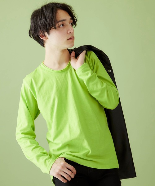 MONO-MART（モノマート）の「T/C ツインロールネック L/S カットソー(Heather mix)（Tシャツ/カットソー・メンズ・カーキ/ネイビー/ブルー系その他/ロイヤルブルー/ピンク/レッド/チャコール/オートミール/グレー/ブラウン/ブラック/ホワイト/ブルー系その他2/エメラルド/ワイン/スモークピンク・M/L）」の9枚目の写真