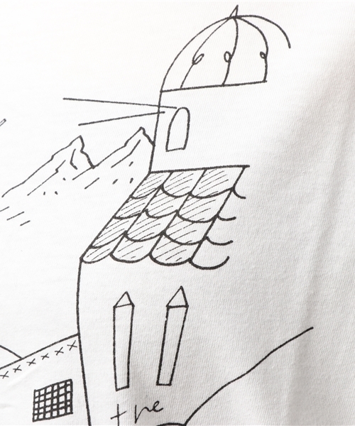 POU DOU DOU（プードゥドゥ）の「ランドスケーププリントドルマンTシャツ（Tシャツ/カットソー・レディース・ネイビー/オフホワイト/グレー・3）」の7枚目の写真