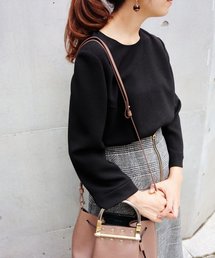 クレープノーカラーロングスリーブ ブラウス◆