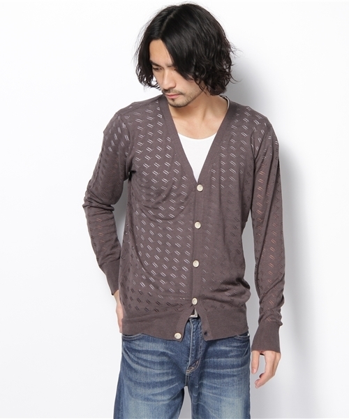 WHO'S WHO gallery(フーズフーギャラリー)の「透かしジャガードカーデ(カーディガン/ボレロ・メンズ・チャコールグレー/ネイビー/ブラック・MEDIUM/LARGE)」の3枚目の写真