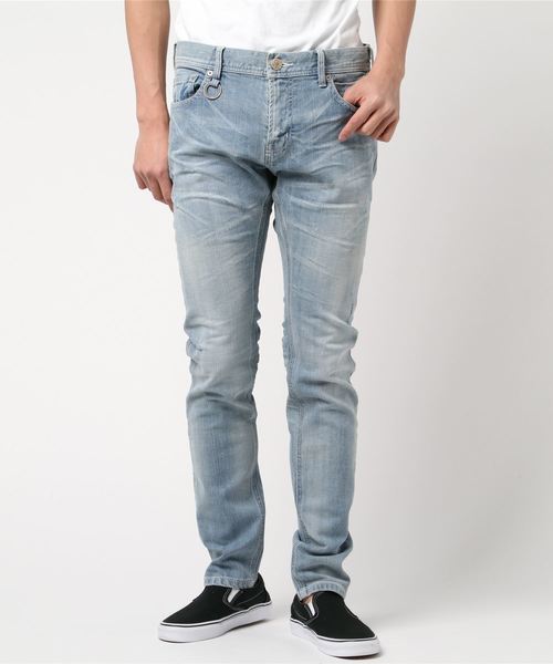 Buffalo Bobs（バッファローボブズ）の「HOUSTON-KARAKORUM(ヒューストン カラコルム）タイト ストレッチ デニムパンツ（デニムパンツ・メンズ・ネイビー/オフホワイト/サックスブルー・1/S/2/M/3/L）」の3枚目の写真