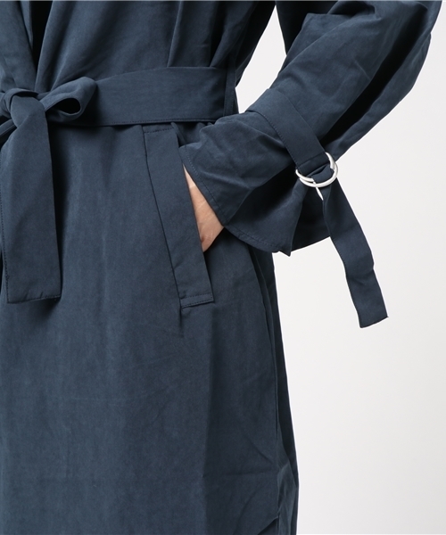 earth music&ecology（アースミュージックアンドエコロジー）の「ドロップショルダーノーカラーコート（ノーカラージャケット・レディース・ベージュ/ネイビー/カーキ・FREE）」の10枚目の写真