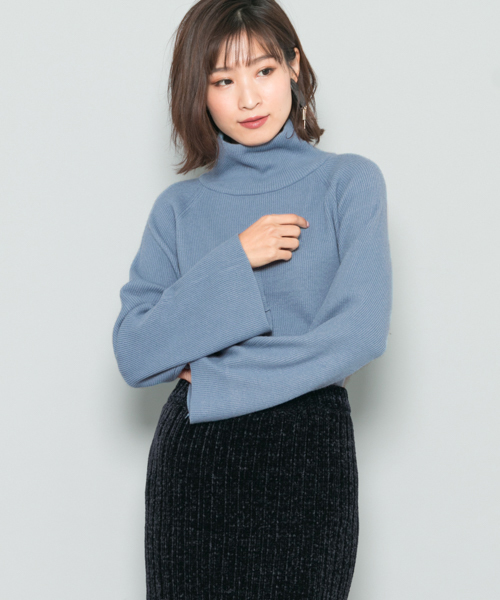 SENSE OF PLACE by URBAN RESEARCH(センスオブプレイスバイアーバンリサーチ)の「ストレッチハイネックセーター(ニット/セーター・レディース・ライトブルー/ブラック/ベージュ系その他・FREE)」の1枚目の写真
