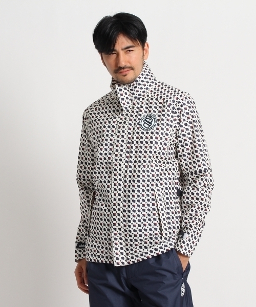 セール】【レイン アイテム メンズ】 幾何学柄 レインブルゾン