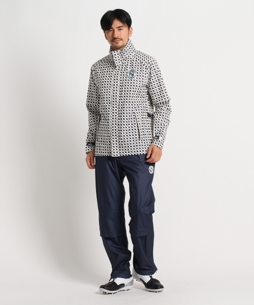 セール】【レイン アイテム メンズ】 幾何学柄 レインブルゾン